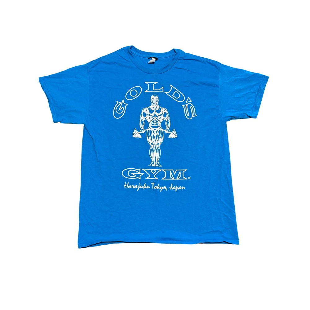 Vintage Golds Gym Harajuku Tokyo Japan T-Shirt Mens Large Blue Made in USA